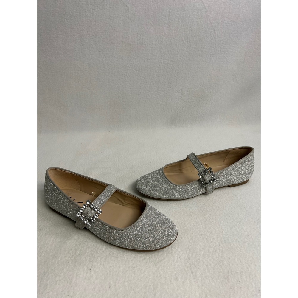 Glam Sparkly Unisa Womens 8.5M Silver Glitter Rhinestone Unfandie Mary Jane Flat